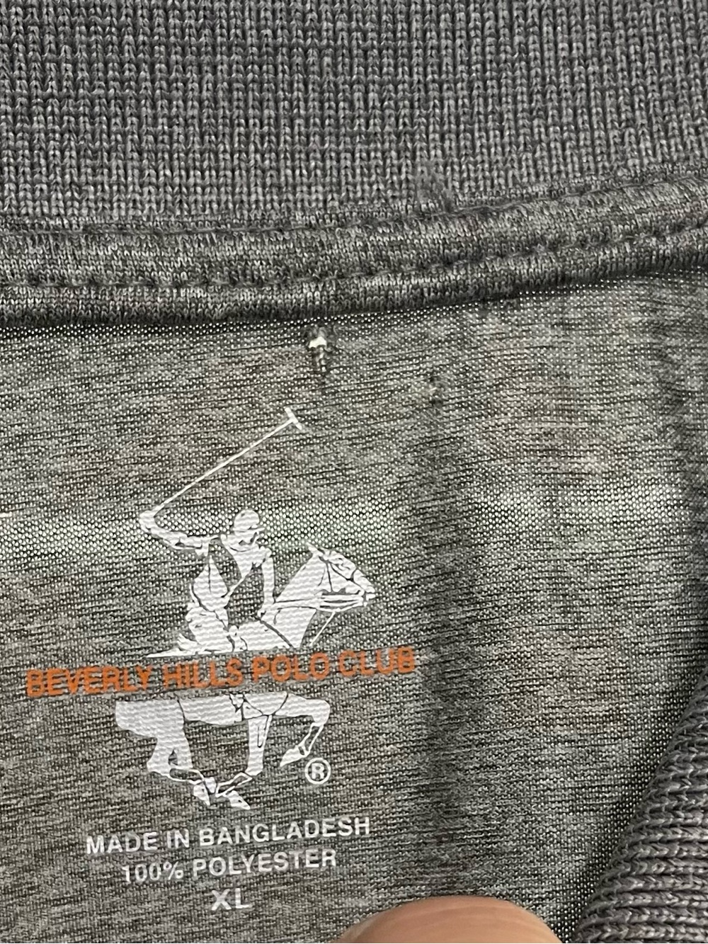 Beverly Hills Polo Club Men's Charcoal Heather Polo 31”Lx17”w - Picture 2 of 5